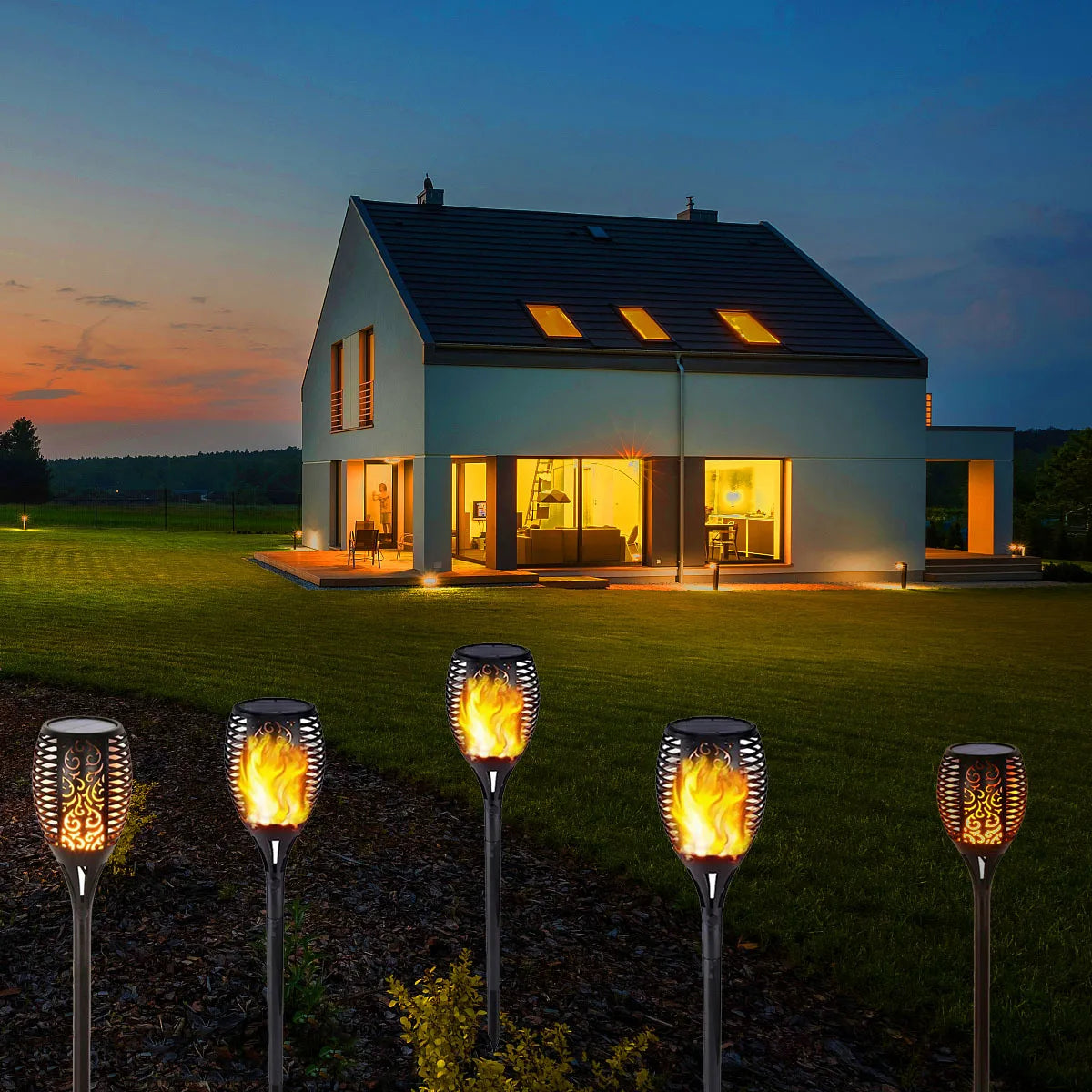 Solar Outdoor Courtyard flame light