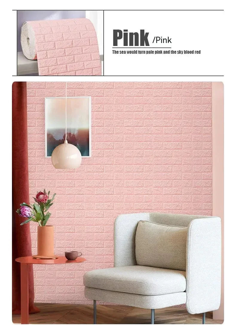 Self Adhesive 3D Brick Wallpaper