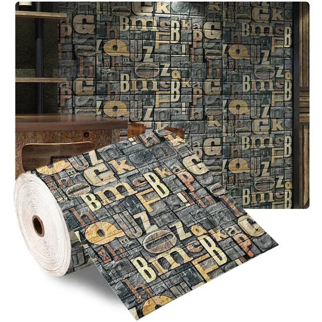 Self Adhesive 3D Brick Wallpaper