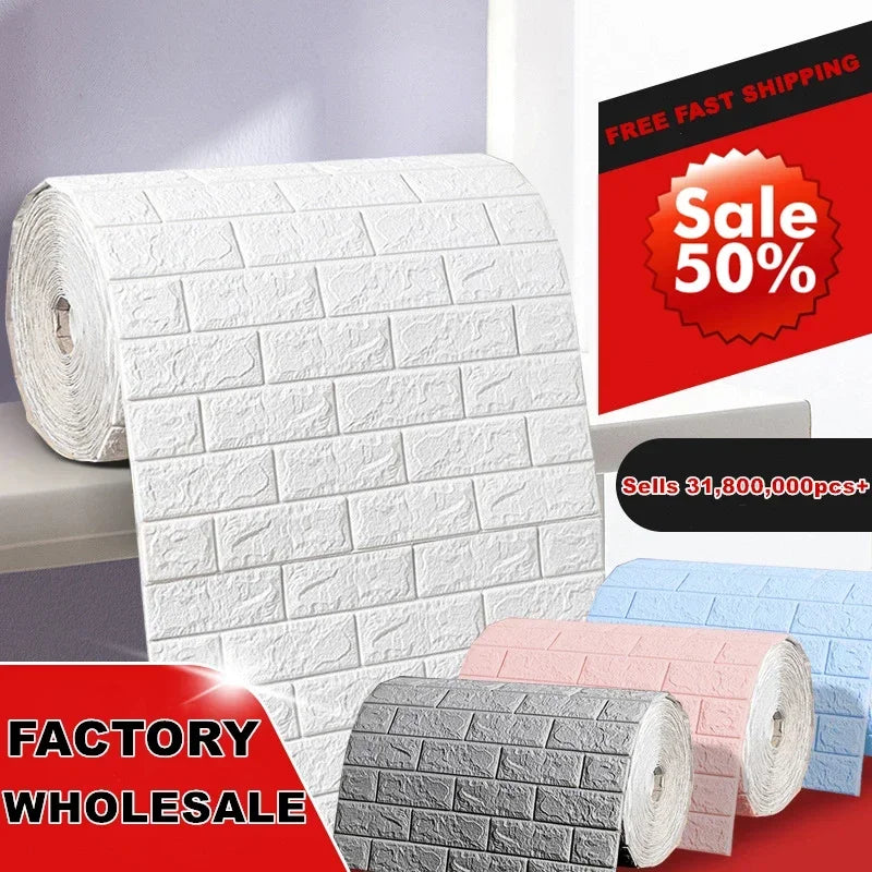 Self Adhesive 3D Brick Wallpaper