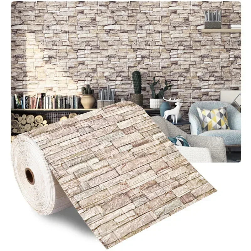 Self Adhesive 3D Brick Wallpaper
