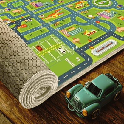 Car Play Mat for Boys and Girls Highway City Traffic-Themed Rugs