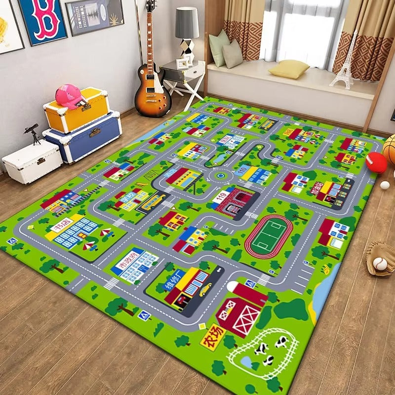 Car Play Mat for Boys and Girls Highway City Traffic-Themed Rugs
