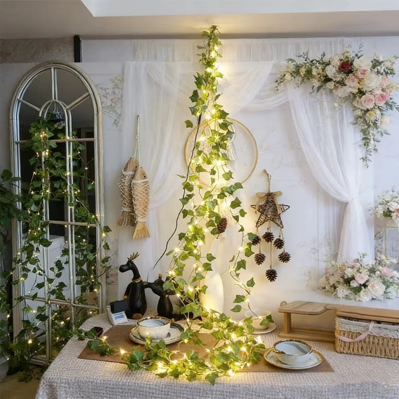 Artificial Ivy Vine  Green Leaf String Lights