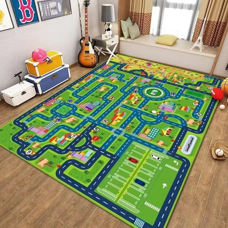 Car Play Mat for Boys and Girls Highway City Traffic-Themed Rugs