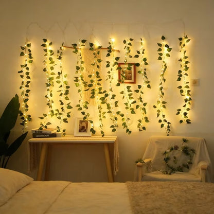 Artificial Ivy Vine  Green Leaf String Lights