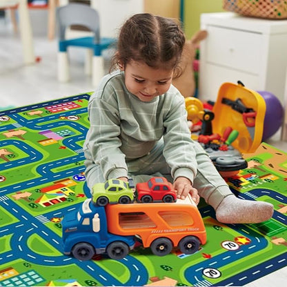 Car Play Mat for Boys and Girls Highway City Traffic-Themed Rugs