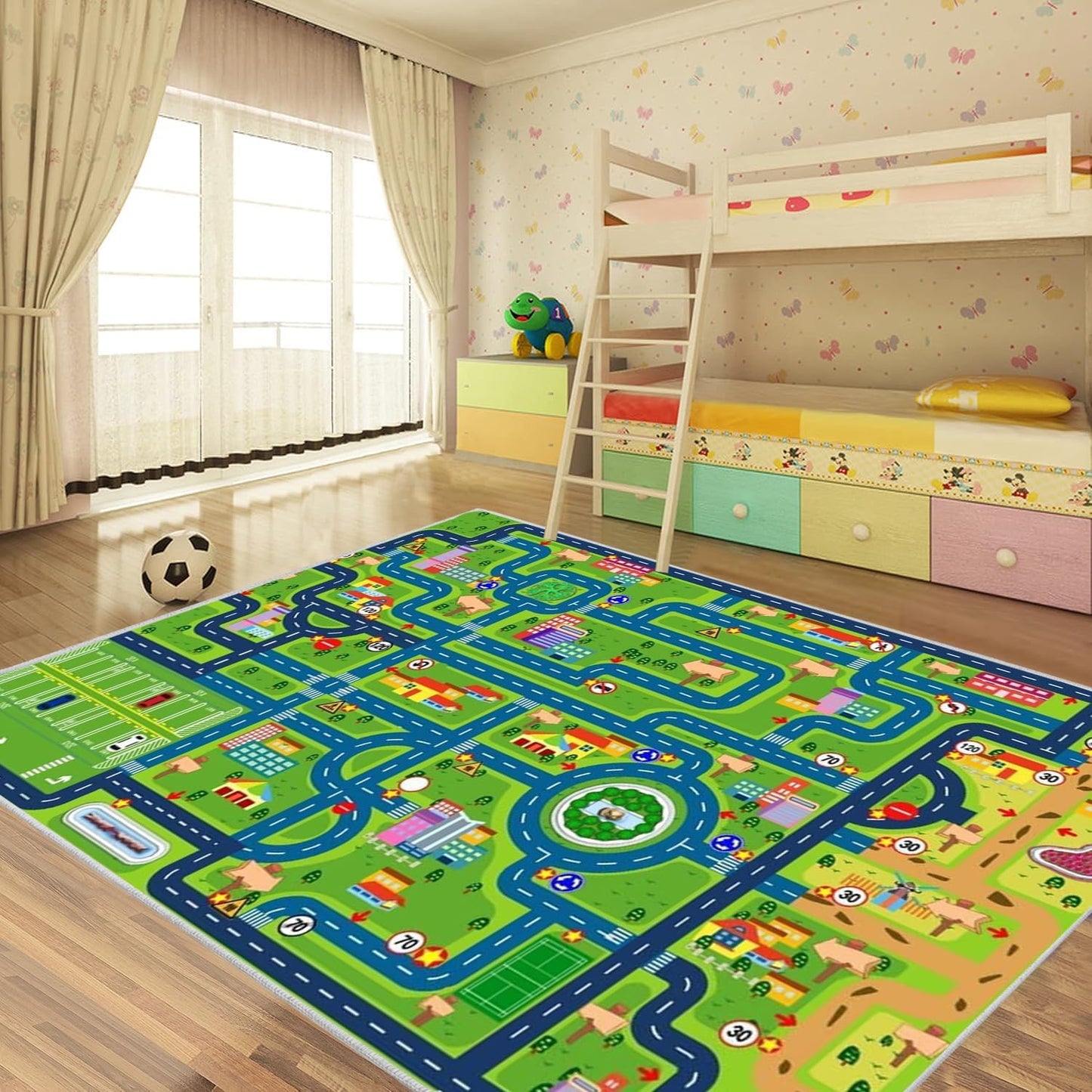 Car Play Mat for Boys and Girls Highway City Traffic-Themed Rugs